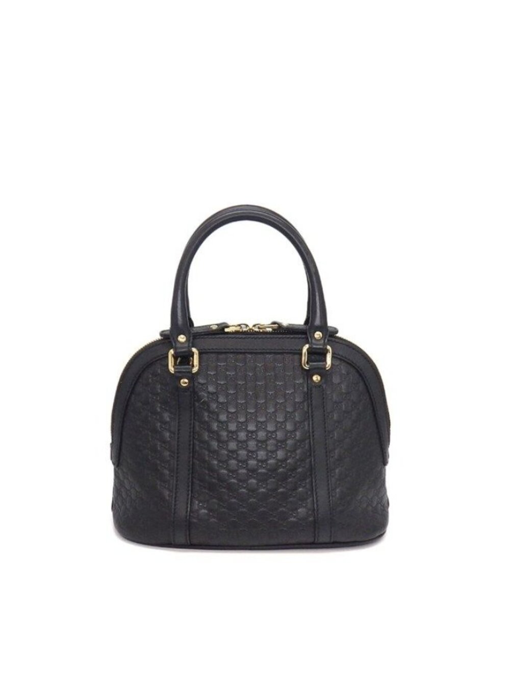 Gucci Shoulder Bag Mini Dome 2-Way Black Micro Guccissima Leather Gold - Picture 2 of 12
